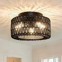 3-Light embedded ceiling lights, hand woven cage shaped lampshade lamps, used for corridors, bedrooms, kitchens, farmhouses