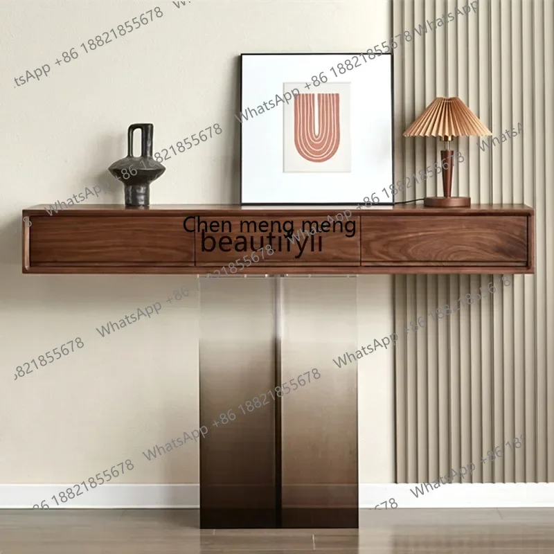 

D176 North American black walnut porch cabinet, locker, solid wood porch table, counter case, foyer side cabinet