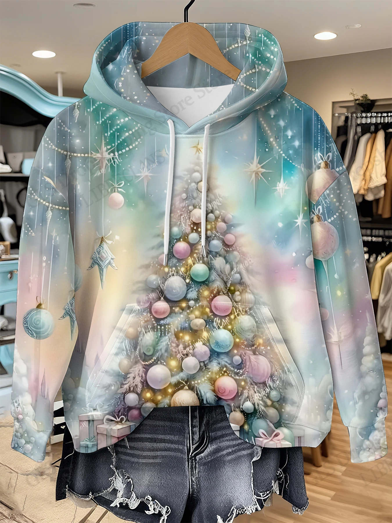 مضحك سانتا كلوز ثلاثية الأبعاد طباعة هوديس المرأة موضة عيد الميلاد هوديي البلوز شجرة عيد الميلاد معطف المرأة تعرق النساء الملابس المتضخم