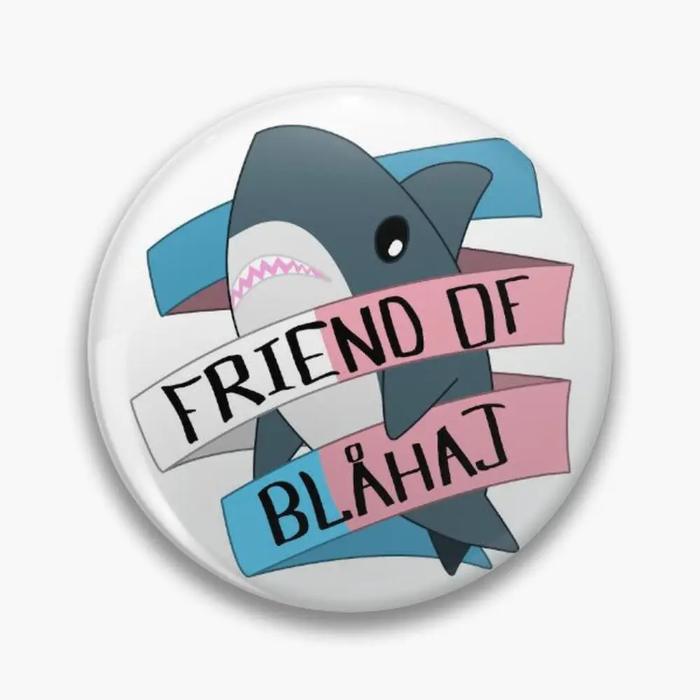 Friend of Blahaj - Trans Banner Pin Buttons Brooches  Jewelry Accessory Customize Brooch Fashion Lapel Badges