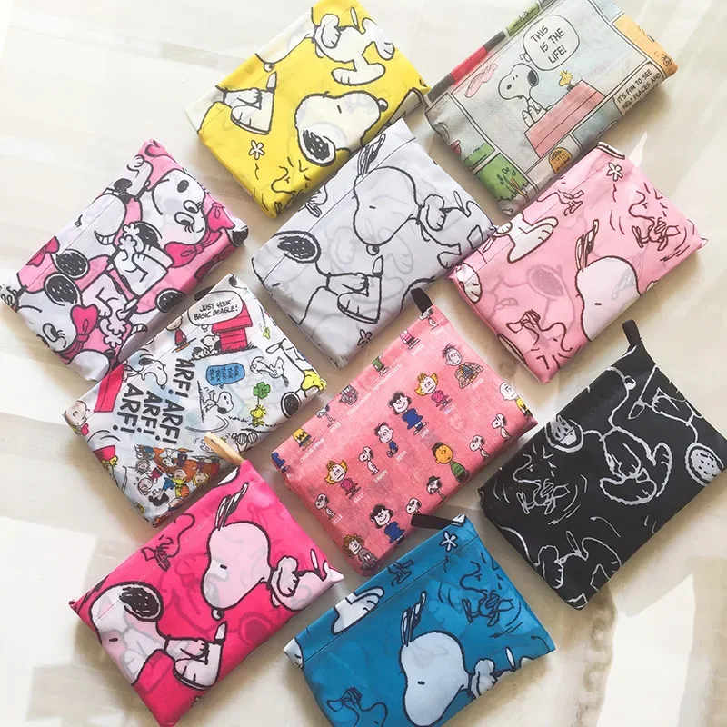 Cartoon Snoopy borsa per la spesa pieghevole in Nylon spesso di grandi dimensioni ECO riutilizzabile portatile impermeabile Tote borse da donna