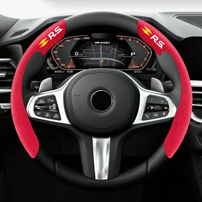 New Suede Leather Anti-slip Car Steering Wheel Cover For Renault RS Line Fluence Captur Megane Kadjar Arkana Logan Twingo CLIO 5