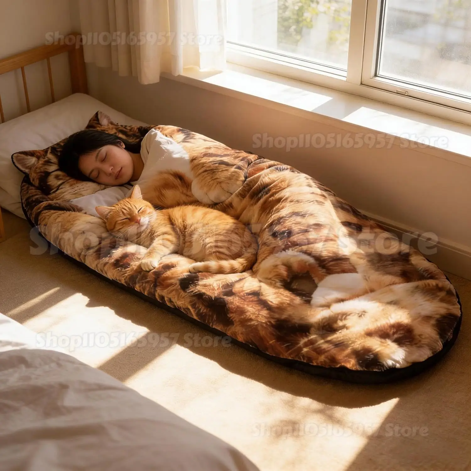 

New Cat Sleeping Bag Adorable Cat Envelope Sleeping Bag Soft Plush Warm Washable Blanket for Adults Home