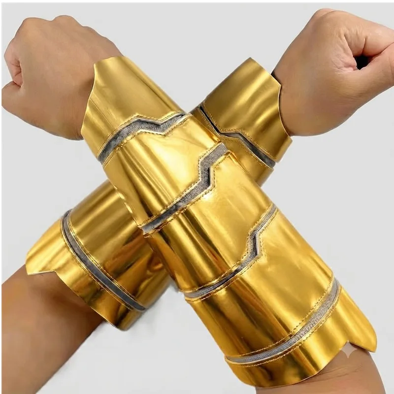 Mittelalterlicher Ritter, glänzende, metallische Armschmiede, silberne und goldene Rüstung, Renaissance-Kostüm, Fantasy-Cosplay-Requisiten für Karneval, ausgefallene Kostüme. – Detail 2