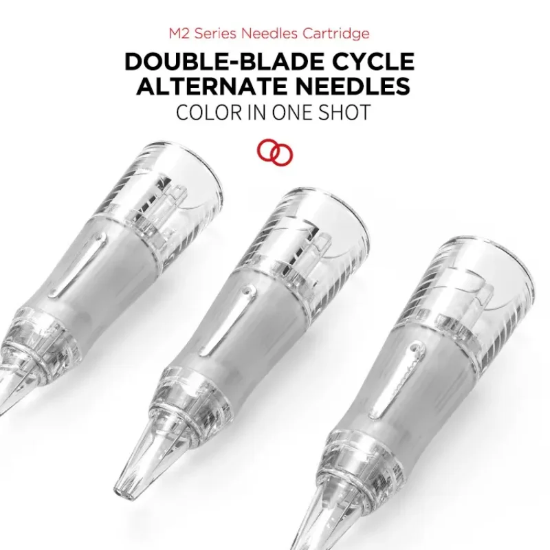 

FAMISOO/NUOJO 10PCS M2 Double Needle Cartridge for Lip Permanent Makeup Machine Use PMU Tattoo Cartridge Needle Eyebrow Lip