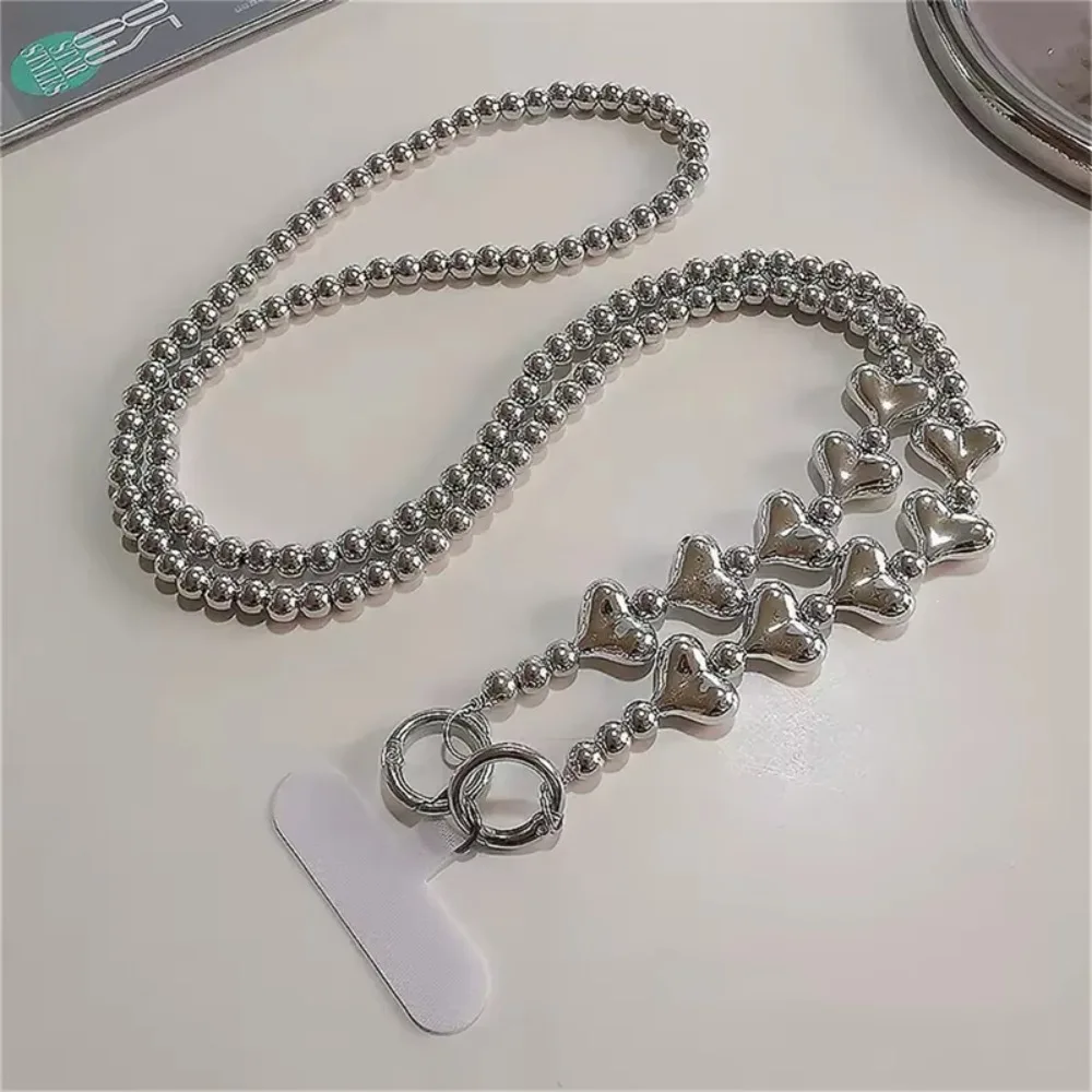 

With Card Heart Long Mobile Phone Lanyard Diagonal Lanyard Beaded Crossbody Phone Chain Anti-loss Y2k DIY Mobile Phone Chain