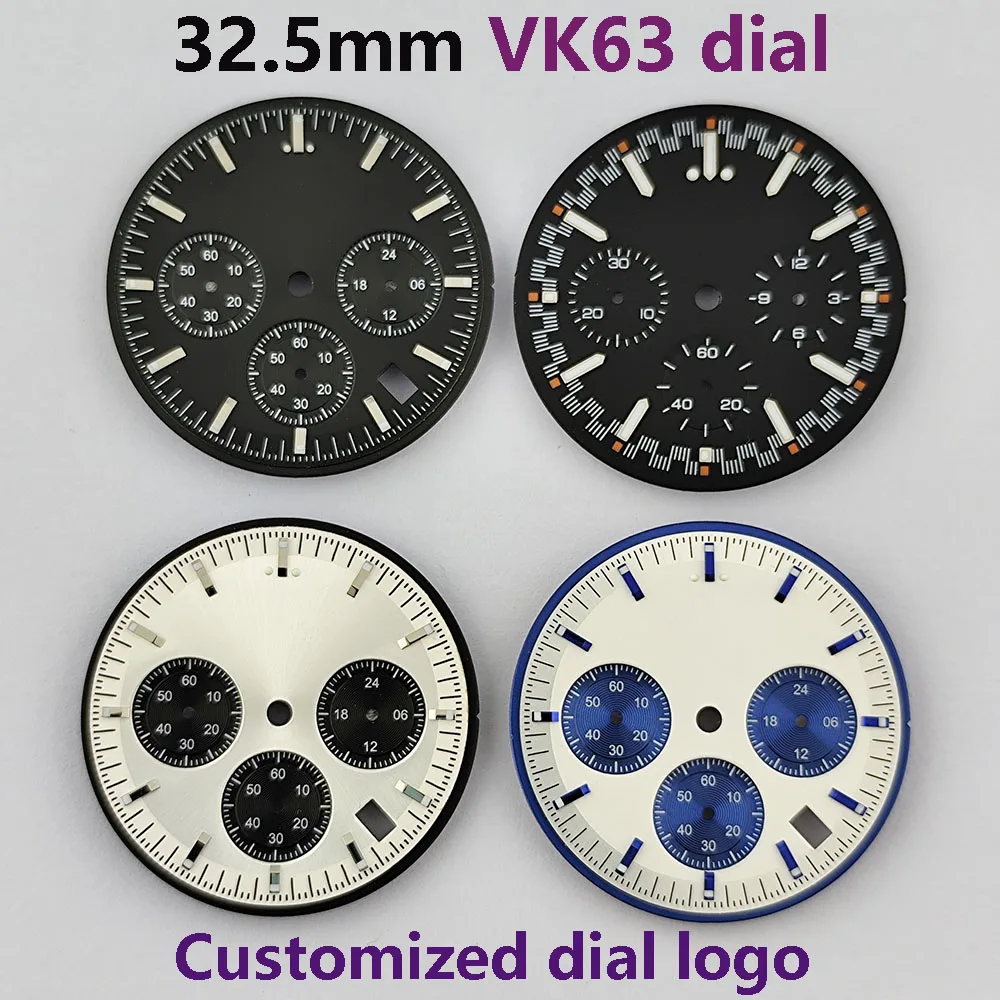 32.5mm VK63 dial C3 dial hands suitable for VK63 VK63A chronograph VK63A movement watch accessories