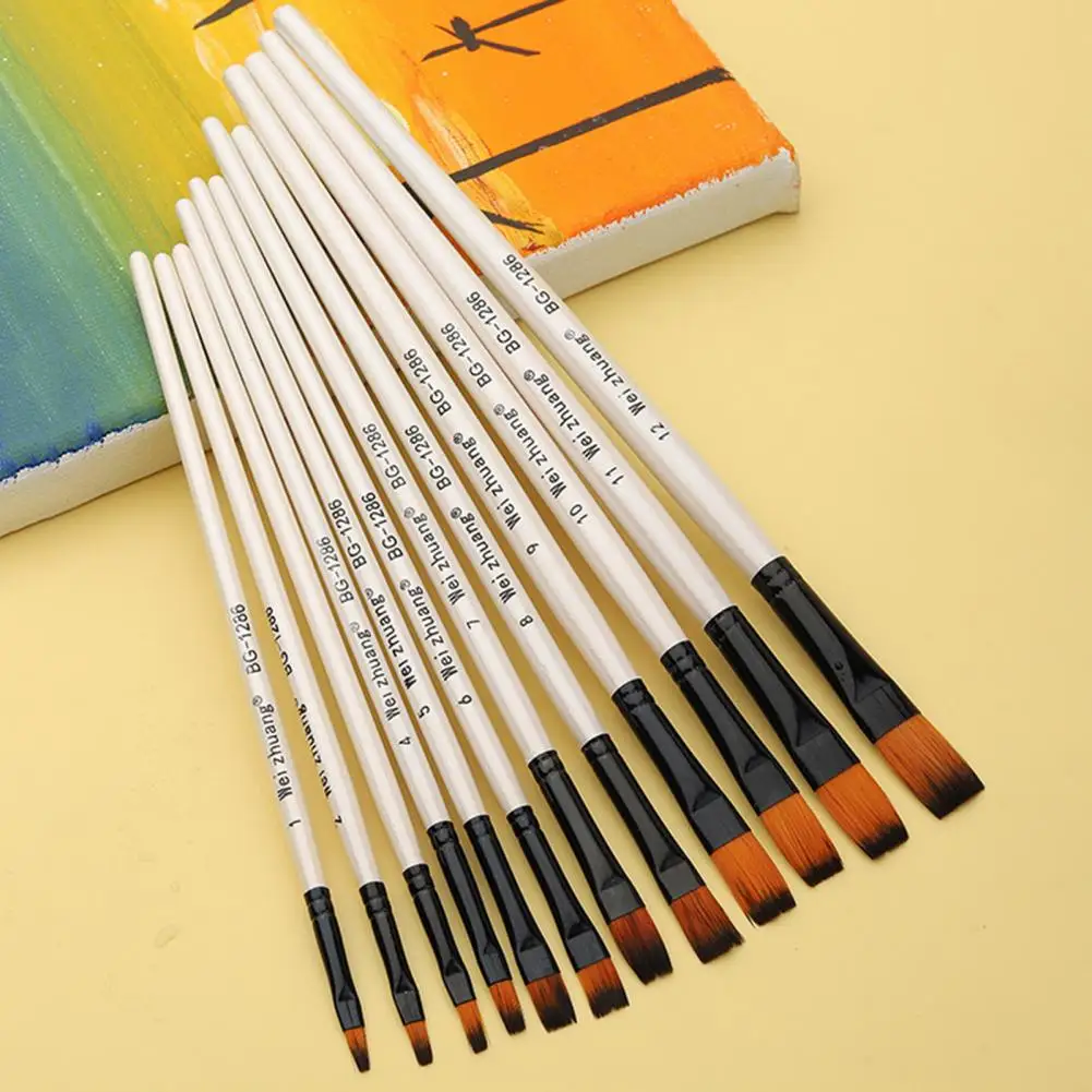 Painting Brush Set Painting Brush Versatile Watercolor Brush Set for Student Artists 12pcs Soft Nylon Bristles 4 for Technical