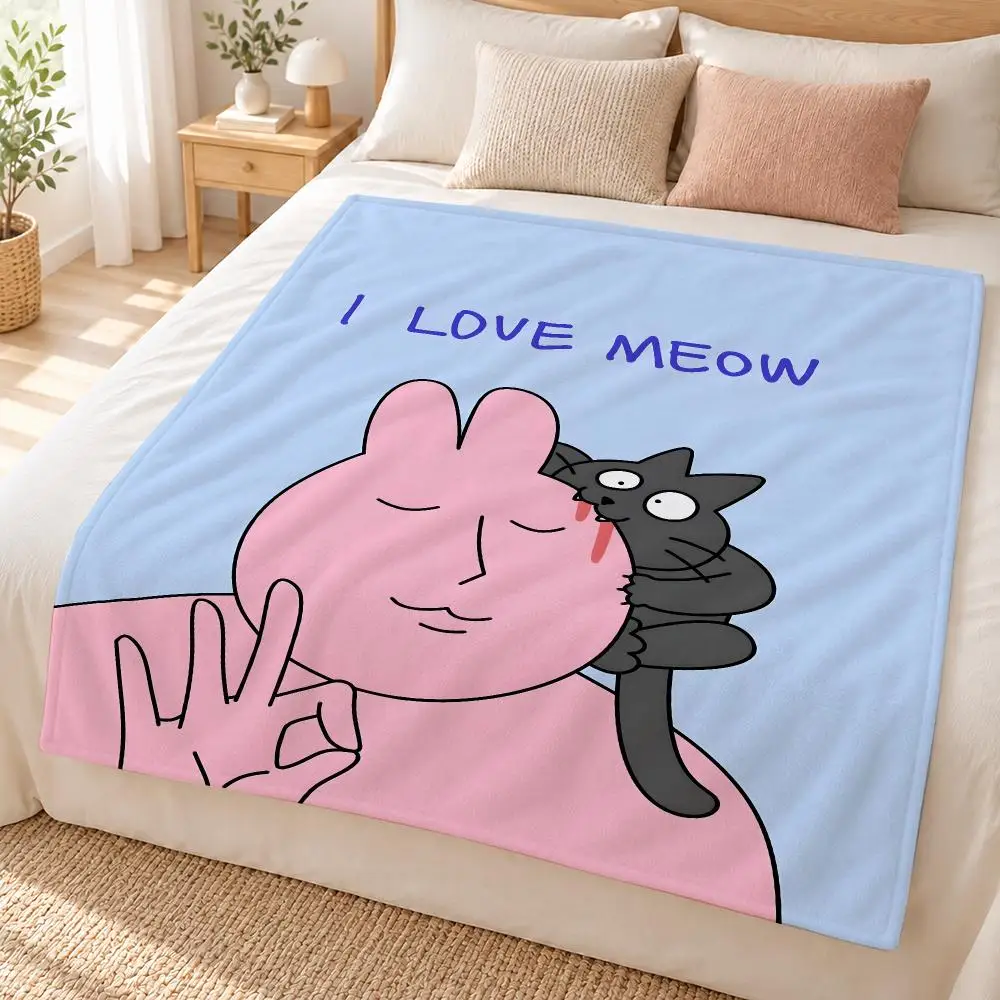 My Friend Rabbit Throw Soft Flannel Throw Blanket for Sofa, Bed Dorm Nap Pet Blanket Gift Available