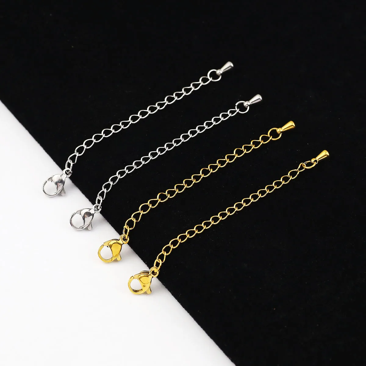 Stainless Steel Tail-chain Lobster Clasp 3 Pieces Set Jewelry Extension Chain 65×5mm 5pcs For Necklace Bracelet DIY Accessories