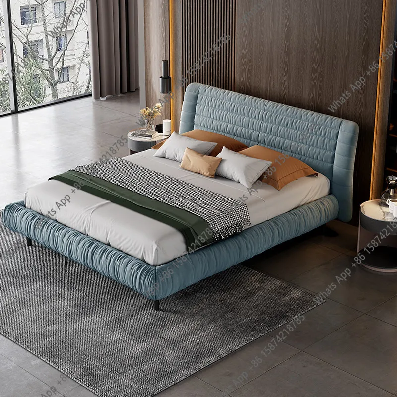 

Zx Italian Minimalist Fabric Bed Modern Minimalist Soft Bag Bed Bedroom Double 1.8 Meters Matte Cloth Bed