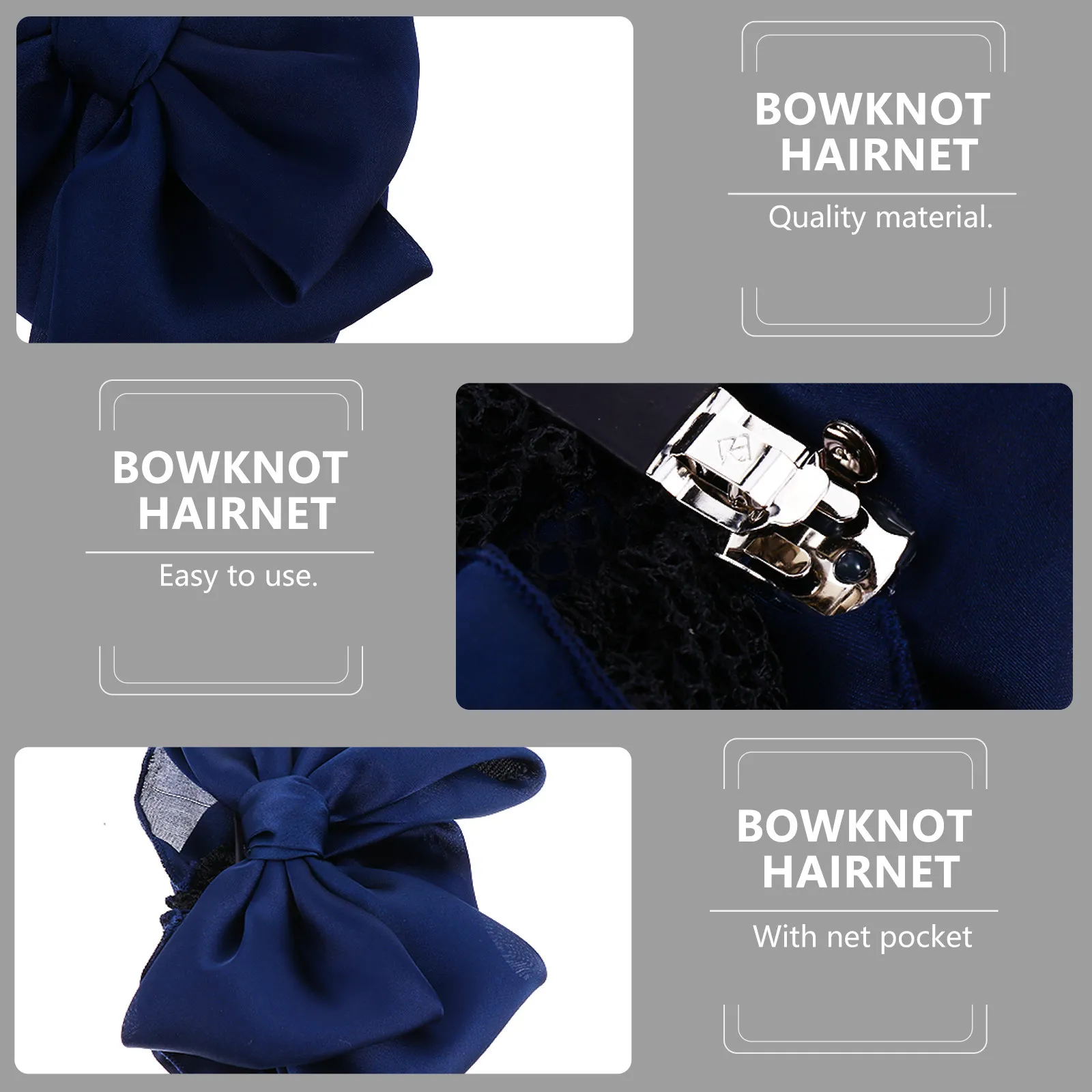 Bowknot Hairnet Large Bow Bun Cover Elegant Hair Clip Snood Barrette for Formal Uniform Corporate Attire Women Hair Accessories