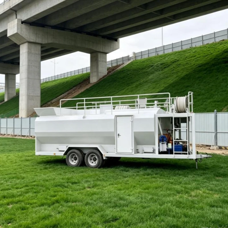 Mobile Trailer Hydroseeding Machine 4m³ Large Volume Grass Seed Sprayer for Roadside and Highway Slope Greening