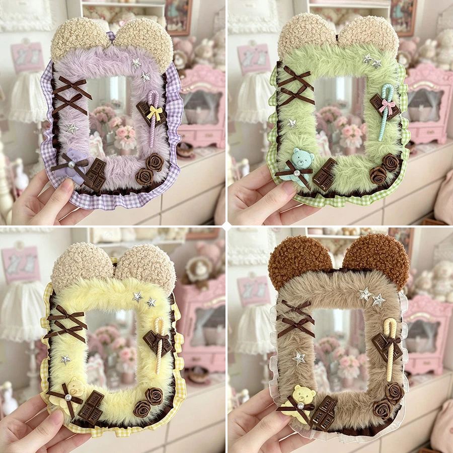 New Cute Retro Handmade DIY Plush Bear Creative Photo Card Holder, Fan Idol Celebrity Collectible Card Holder, Anime Character Merchandise, Commemorative Card Holder, Halloween, Easter, Thanksgiving, and Birthday Gifts, Lolita Small Items, Photo Wall Decoration, Polaroid Card Display Frame, Photo Clip, Photo Frame, Card Holder