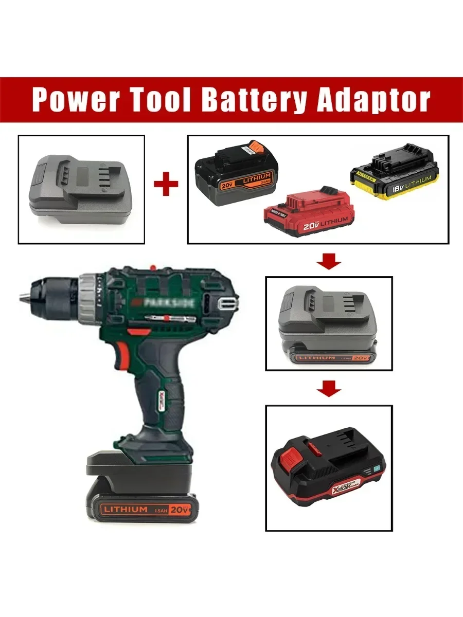 Adapter akumulatora do akumulatorów litowo-jonowych Black&Decker/Porter-Cable/Stanley 18V 20V do narzędzi Parkside 20V — zdjęcie produktu 7