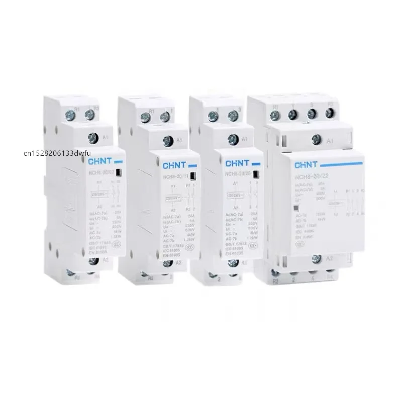 Original CHINT Modular Mini AC household Contactor 220V 230V 400V AC 20A 25A 40A 63A 1NO 1NC 2NO 2NC 4NO NCH8 2 Four phase