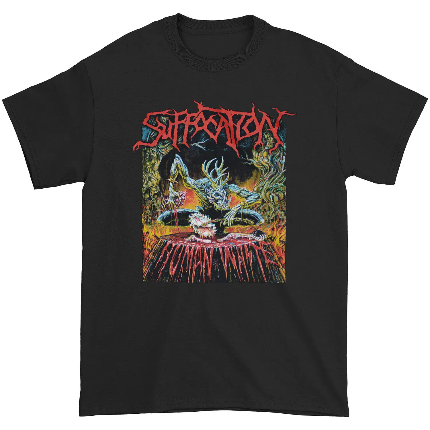 Men'S Suffocation Human Waste T Shirt Large Black