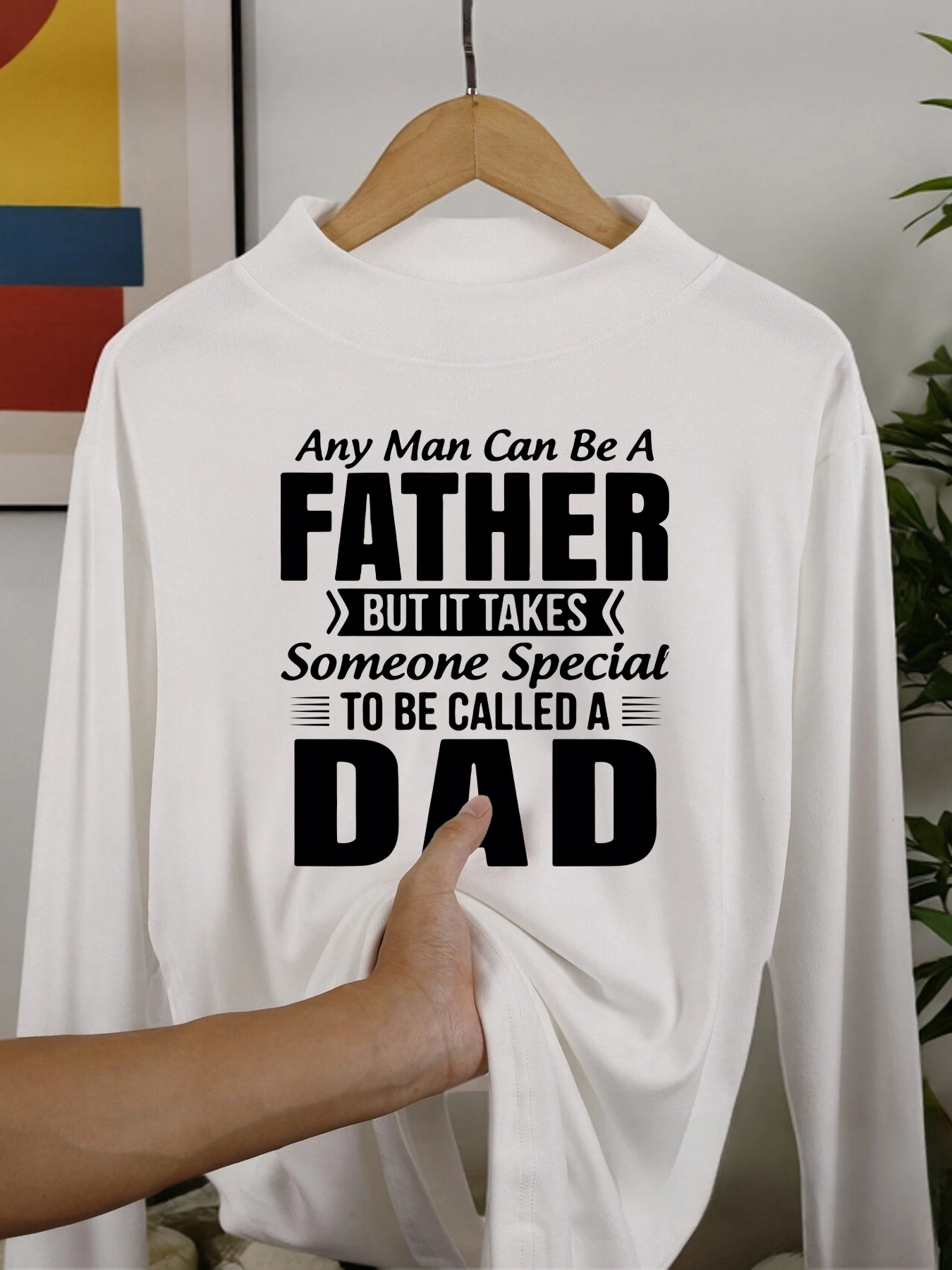 شخص شخص خاص ليطلق عليه أبي الطباعة رجل قميص طويل الأكمام الدافئة المخملية الصوف الملابس نصف الياقة العالية الشتاء القمصان