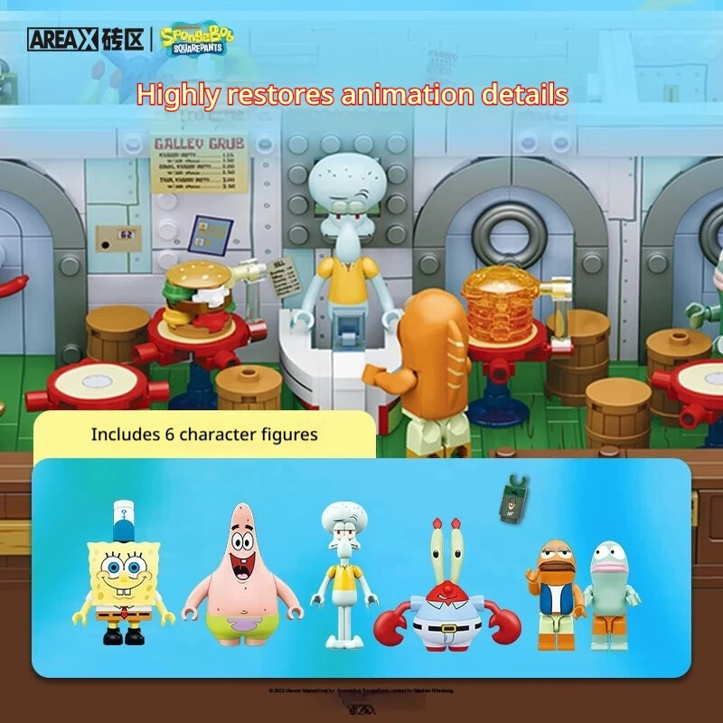 

AREAX Building Blocks Spongebob Squarepants Krusty Krab Restaurant Licensed Assembled With Six Character Figures Gift For Adults