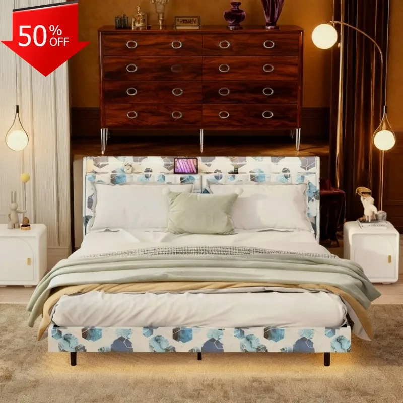 

Queen Bed Frame King Size Double Bed Base Full Bedroom Furniture Beds Bases Frames Sofa Murphy Single Racks Home Twin Luxury