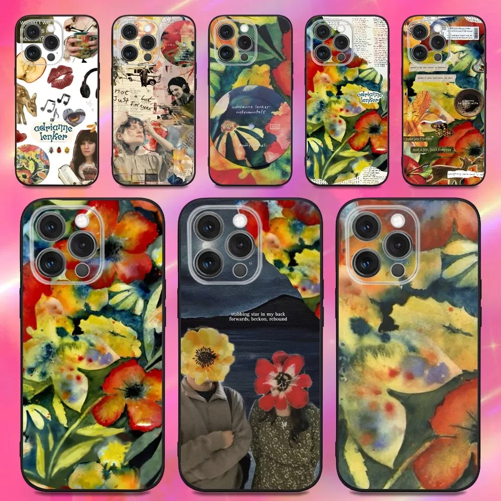 حافظة هاتف A-Adrianne L-Lenker لهواتف iPhone 16,15,14,13,12,11,Pro,Max,Plus,X,XS,XR,SE,8,7,Mini,Soft Silicone Black Case #1