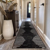Modern Nordic Style Runner Rug Geometric Wave Black White Stripes Carpet Contemporary Hallway Living Room Bedroom Bathroom Decor