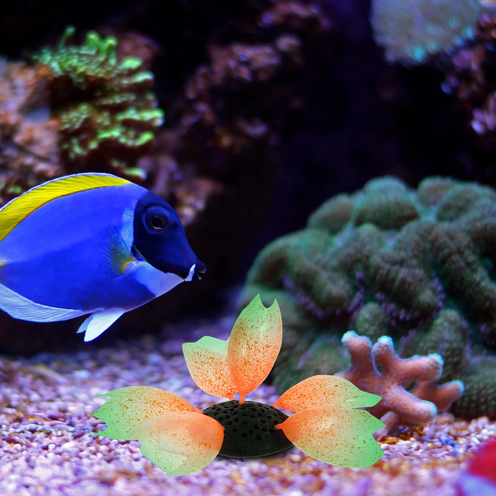

Silica Gel Night Glow Coral naments for Fish Tank Aquarium Decor Faux Plant Safe Non Polluting Home Desktop Pet Supplies