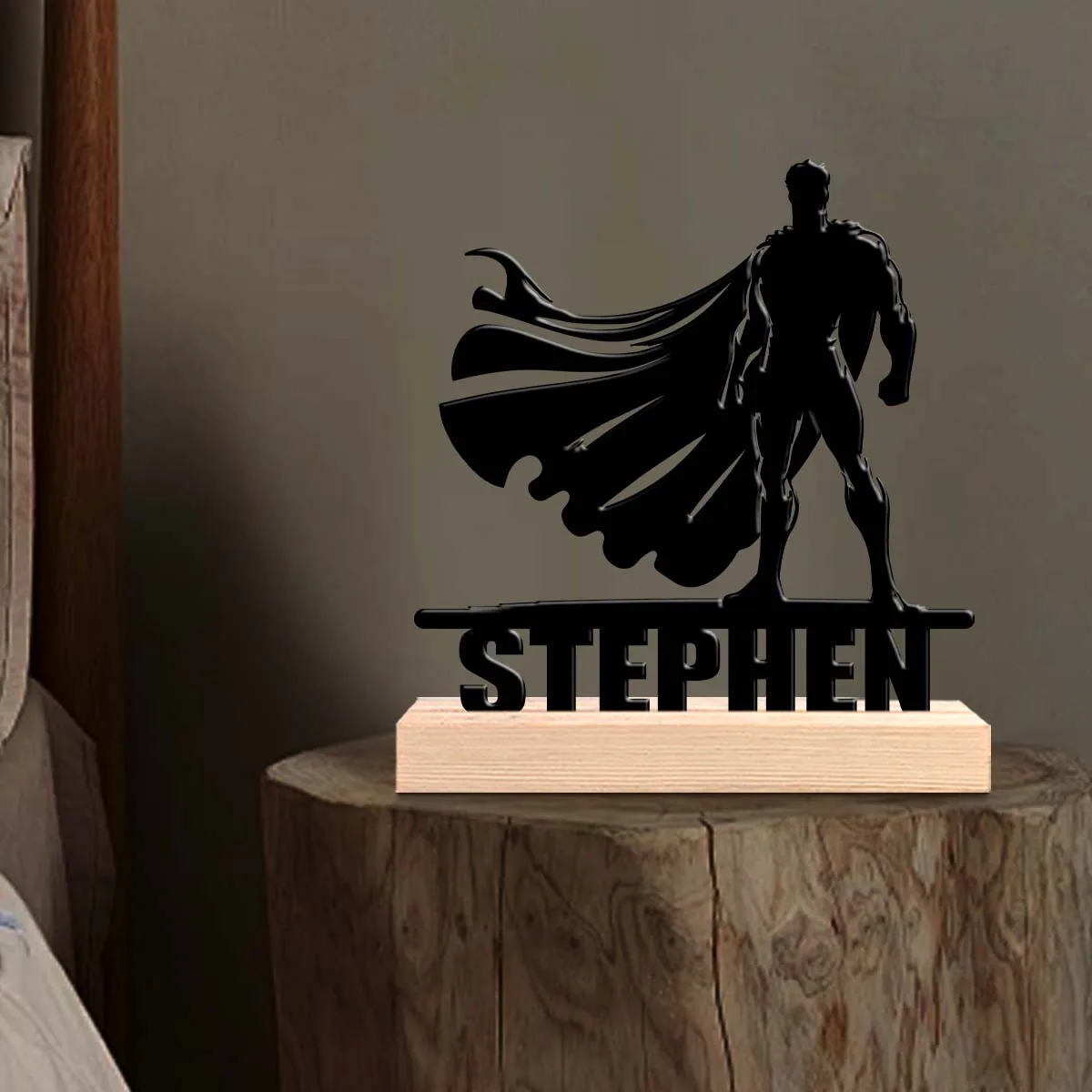1pc Metal Art Desktop Decoration Custom Content With Wooden Base Suitable for Fireplaces,Study Rooms,and Offices