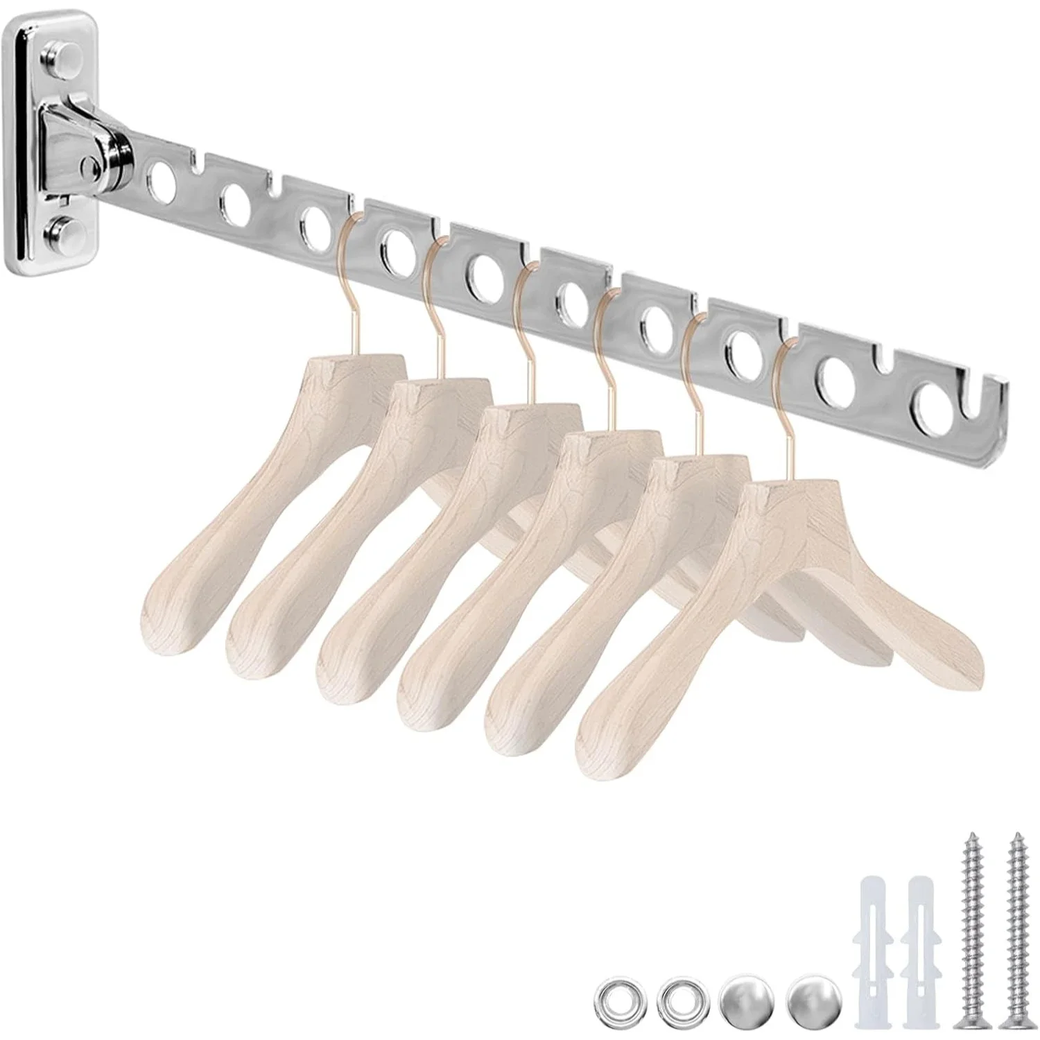 Wall Mount Coat Hanger,Folding Clothes Drying Racks,Sturdy Hanging Clothes Hanger,Laundry Room Drying Rack(10-Hole 1 Silver) Bra