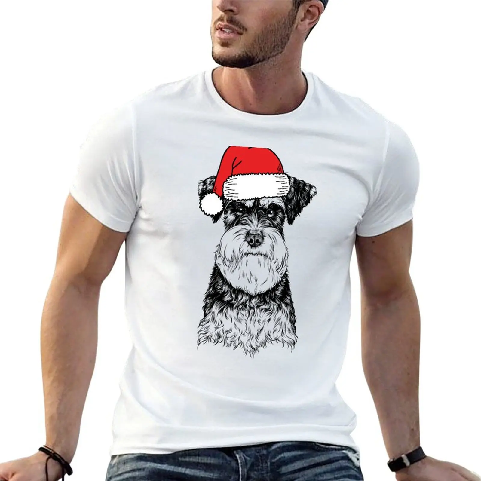 

Christmas Schnauzer Santa Dog Holiday T-Shirt t shirt man luxury t shirt for man 100 percent cotton T-Shirt