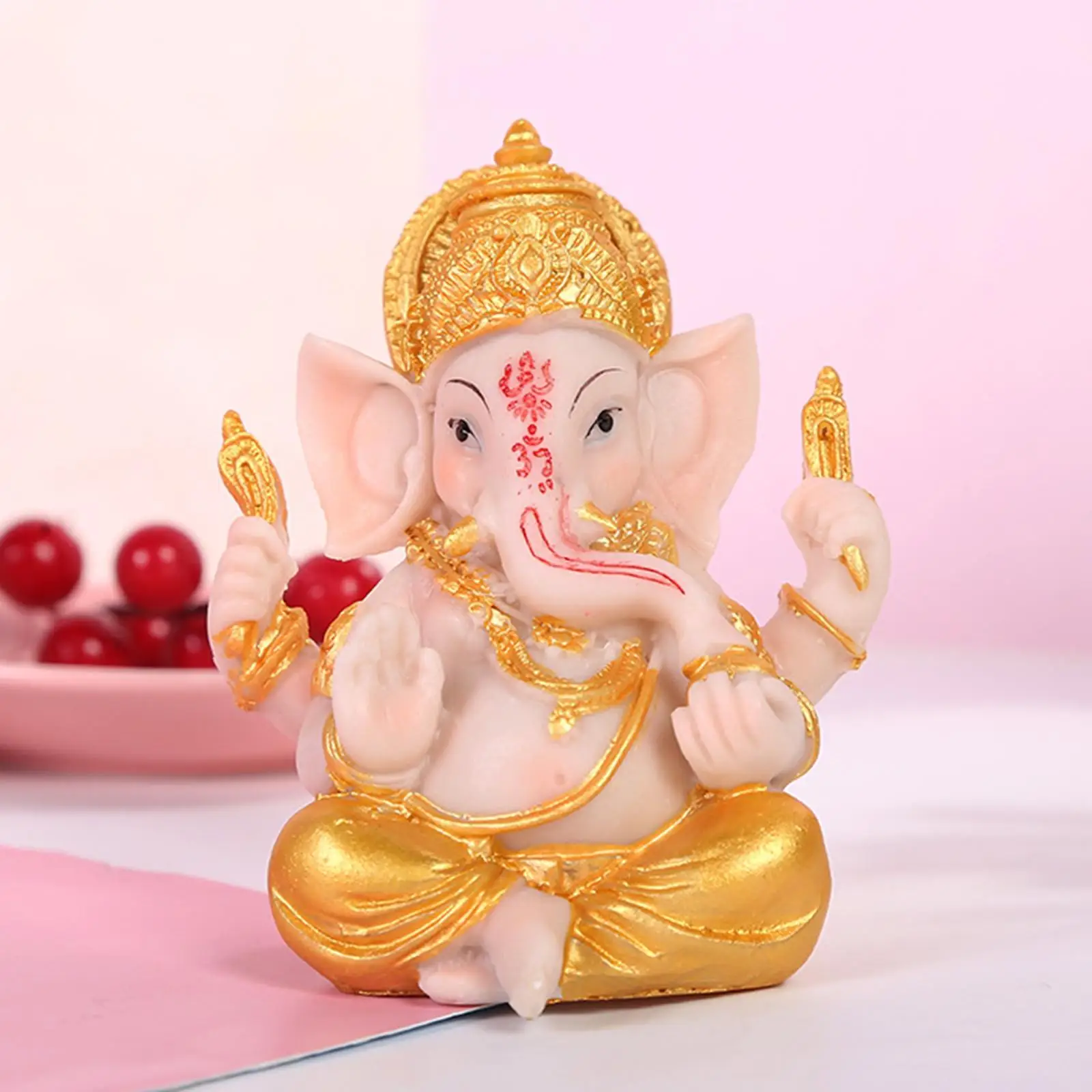 Resin Ganesha Statue Hindu Elephant God Figurine Decoration Fengshui Yoga Craft Collectibles for Home Living Room Office Decors