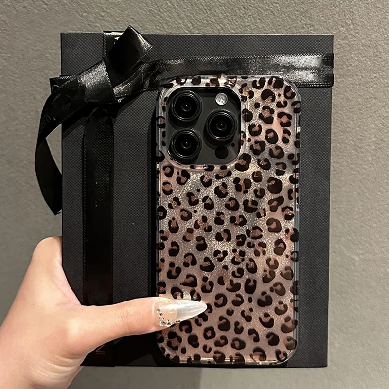 Cute Leopard Print Phone Case for Samsung Galaxy S25 S24 S23 S22 S21 FE Ultra Plus 4G 5G Feather Texture Back Cover - náhled 4