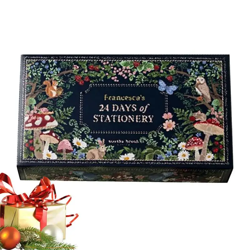 2024 Christmas Stationery Notebook Pen Set Advent Calendar 24 Day Christmas Countdown Calendar Box School New Year Gift Box