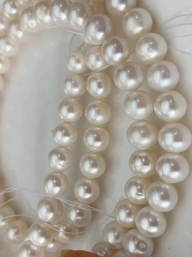 

Classic necklace AAA9-10mm natural Japanese round pearl necklace 925s-18in