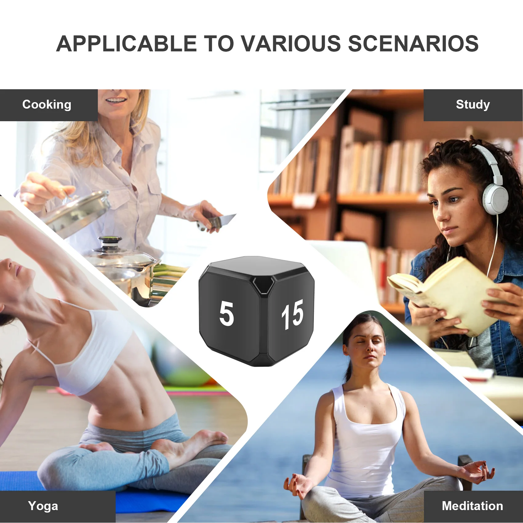 A44I-Cube-Timer Kitchen Timer Gravity Sensor Flip Meditation Timer For Time Management And Countdown 5-15-25-45 Min