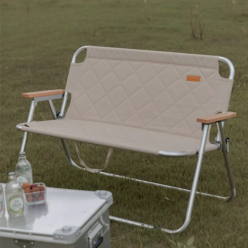 كرسي أكسفورد للتخييم مصنوع من قماش الخشب والحبوب الخلفية للتخييم كرسي مزدوج قابل للطي في الهواء الطلق