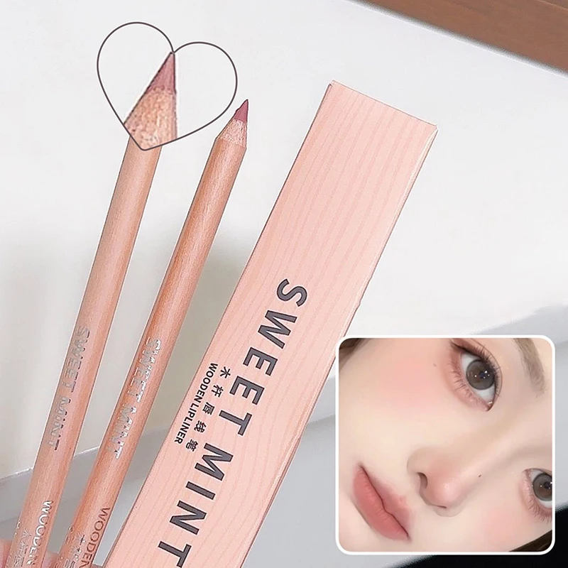 Wood Matte Lip Liner No Color Outline Lip Lippenstift Stift Langlebig Leicht zu spitzer Perfekter Lippenkontur-Lippenstiftstift