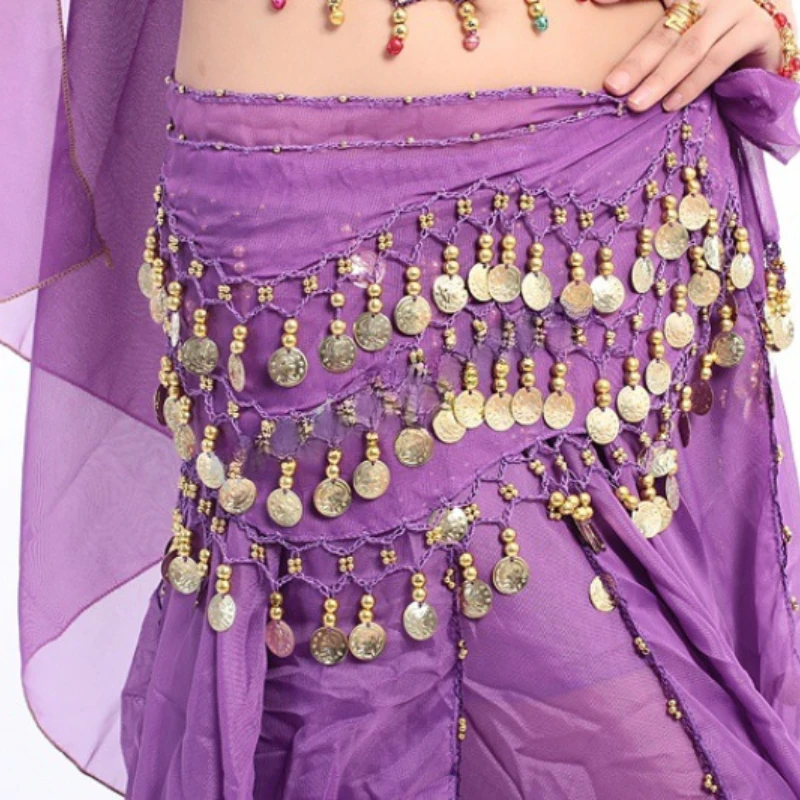 Belly dance oriental belly dance costumes Belt Women 140cm Sequins Tassels Chiffon Hip Scarf for Thailand India Arab dance Belts