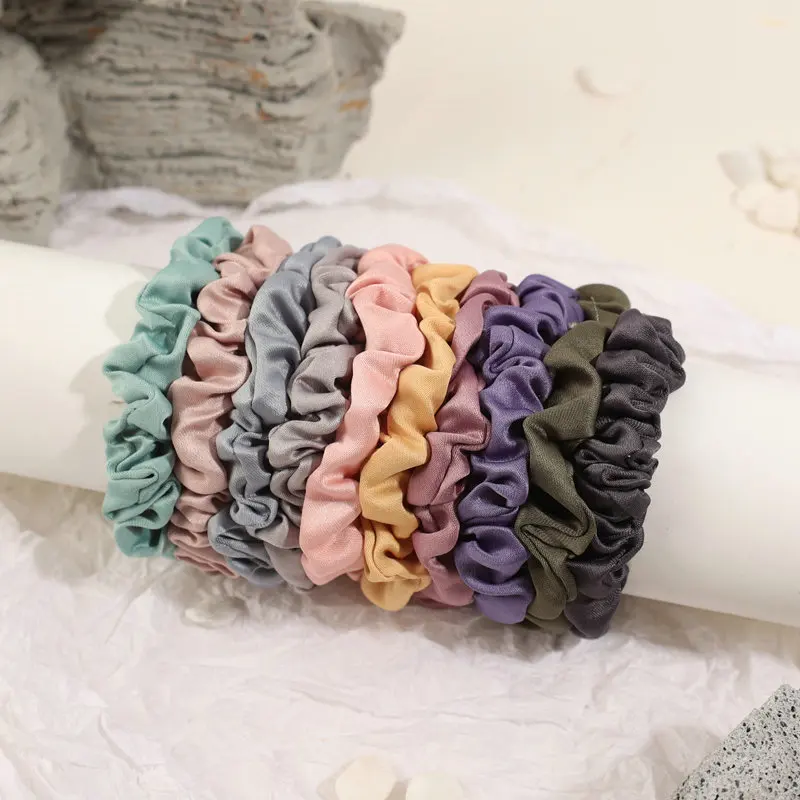 Vintage Satin Scrunchies Girls Elastic Hair Bands Ponytail Holder Hair Ties Rubber Bands Fashion Women Hair Accessories