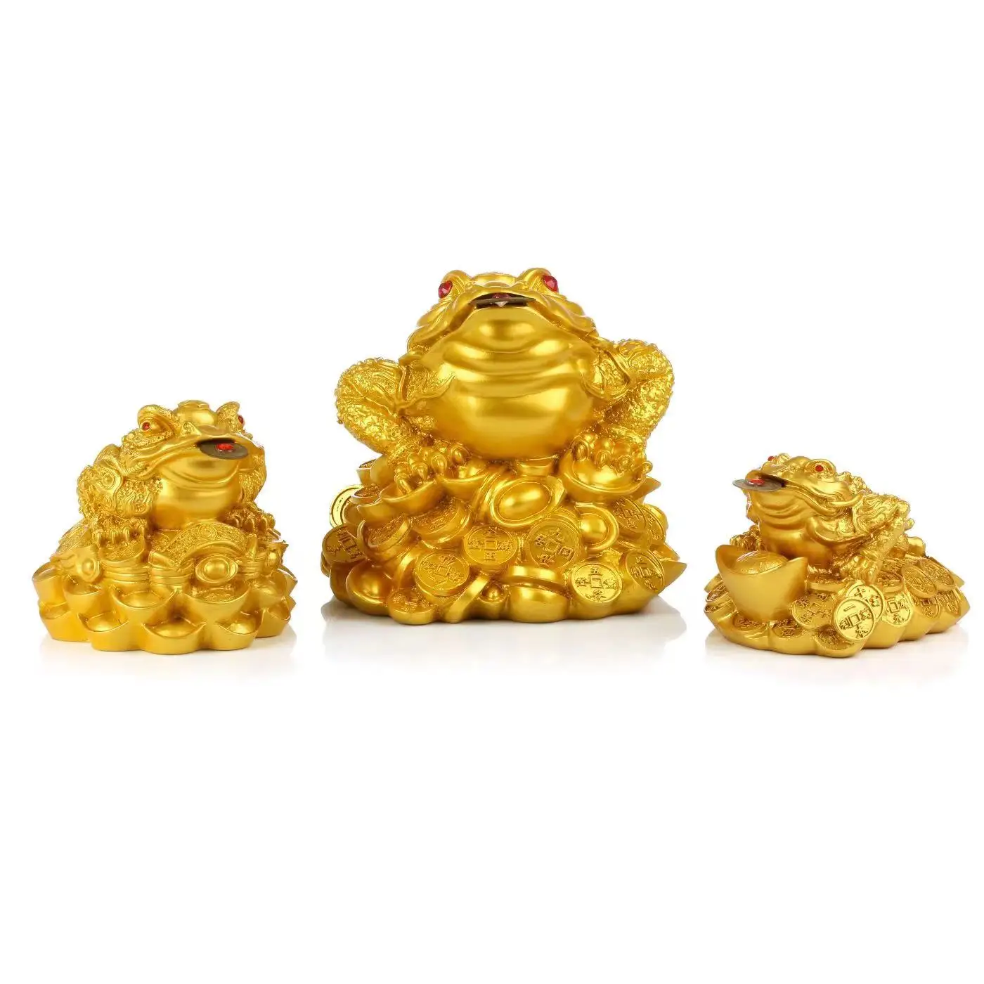 Chinese Feng Shui Toad Gold Money Coin Toads Figurine LUCKY Fortune Home Decoration I Ching Frog Living Room Ornament Favor Gift