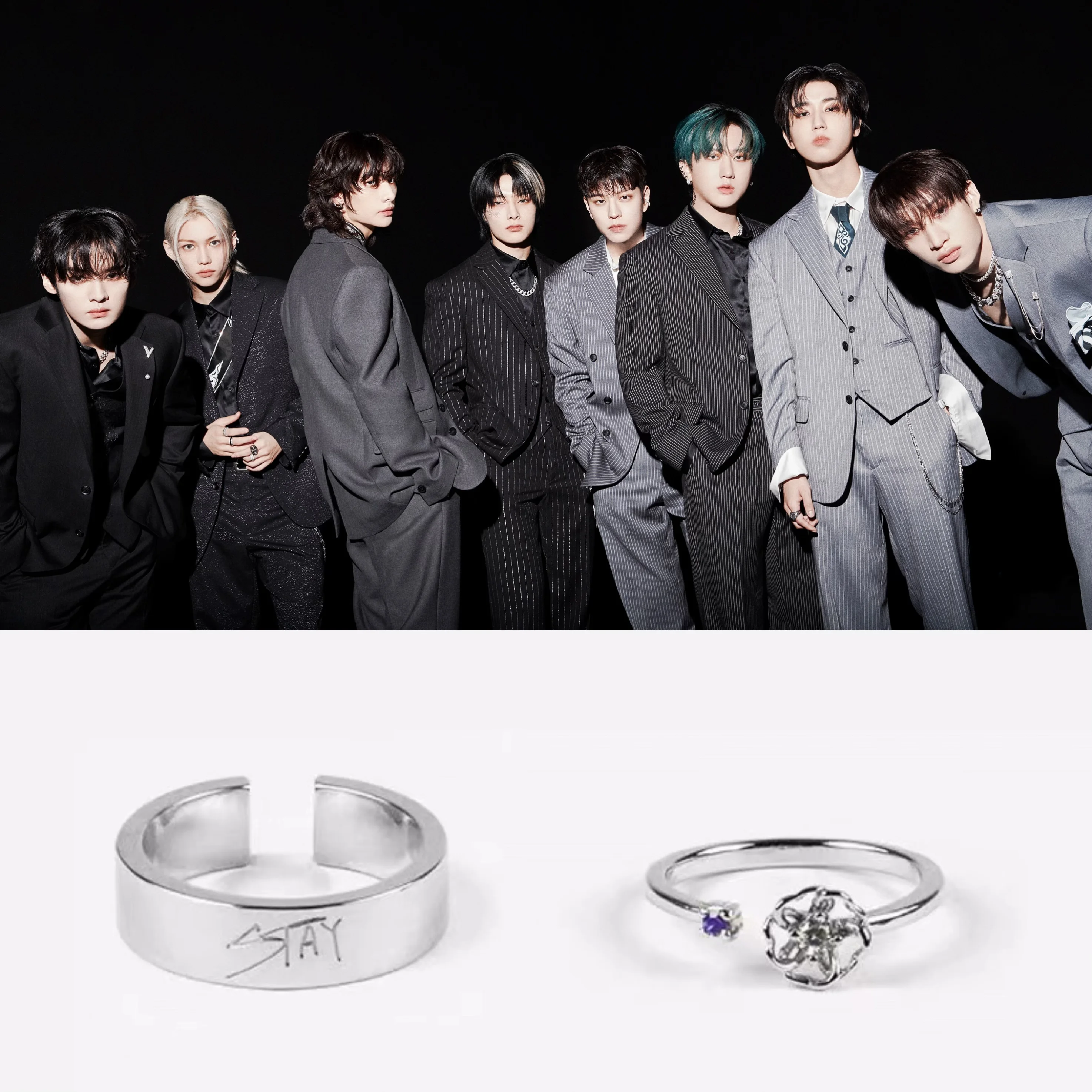 Kpop アイドル HyunJin フェリックスチャン同じスタイルリング Woojin Minho Changbin Seungmin Jeongin Jisung 高品質ファッションリングファンギフト