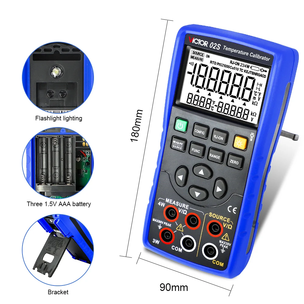 Imagem -03 - Victor 02s Resistência Térmica Medidor Rtd Multifunction Fonte Sinal Calibrador Saída do Termistor Simular Ohm 4000o