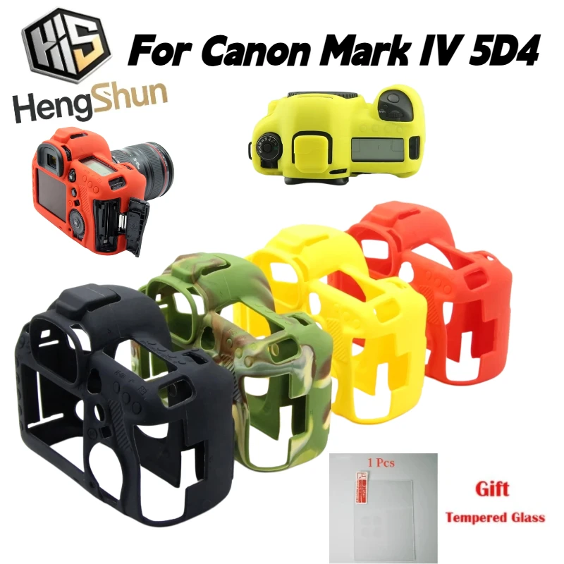 Camera Bag For Canon 5D4 5D Mark IV Soft Silicone Camera Case Shock‑Proof Anti‑Scratch Protective Cover+ 1PCS Free Tempered Film