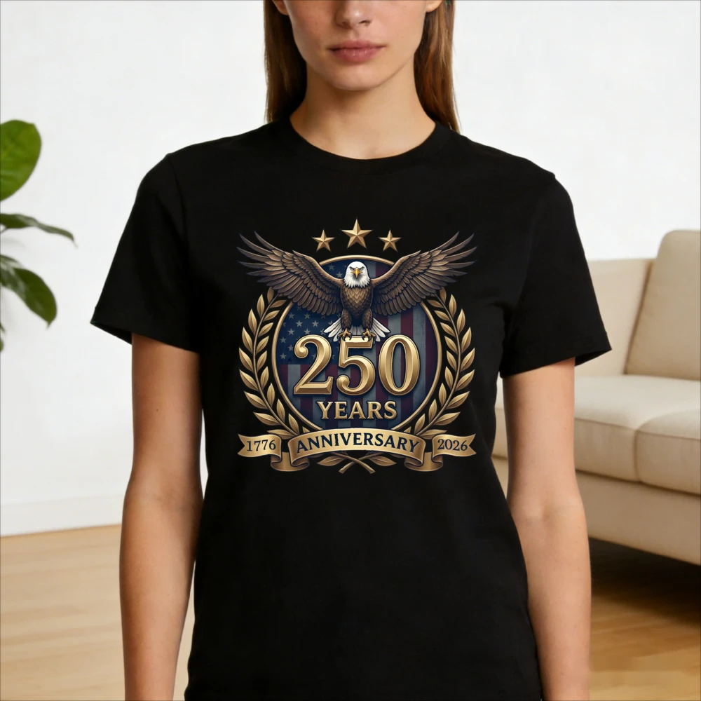 

America Flag 250th T-shirt 1776-2026 Patriotic 4th of July Outfit USA Anniversary Tee Men Women Fashion Crewneck Cotton Tshirt