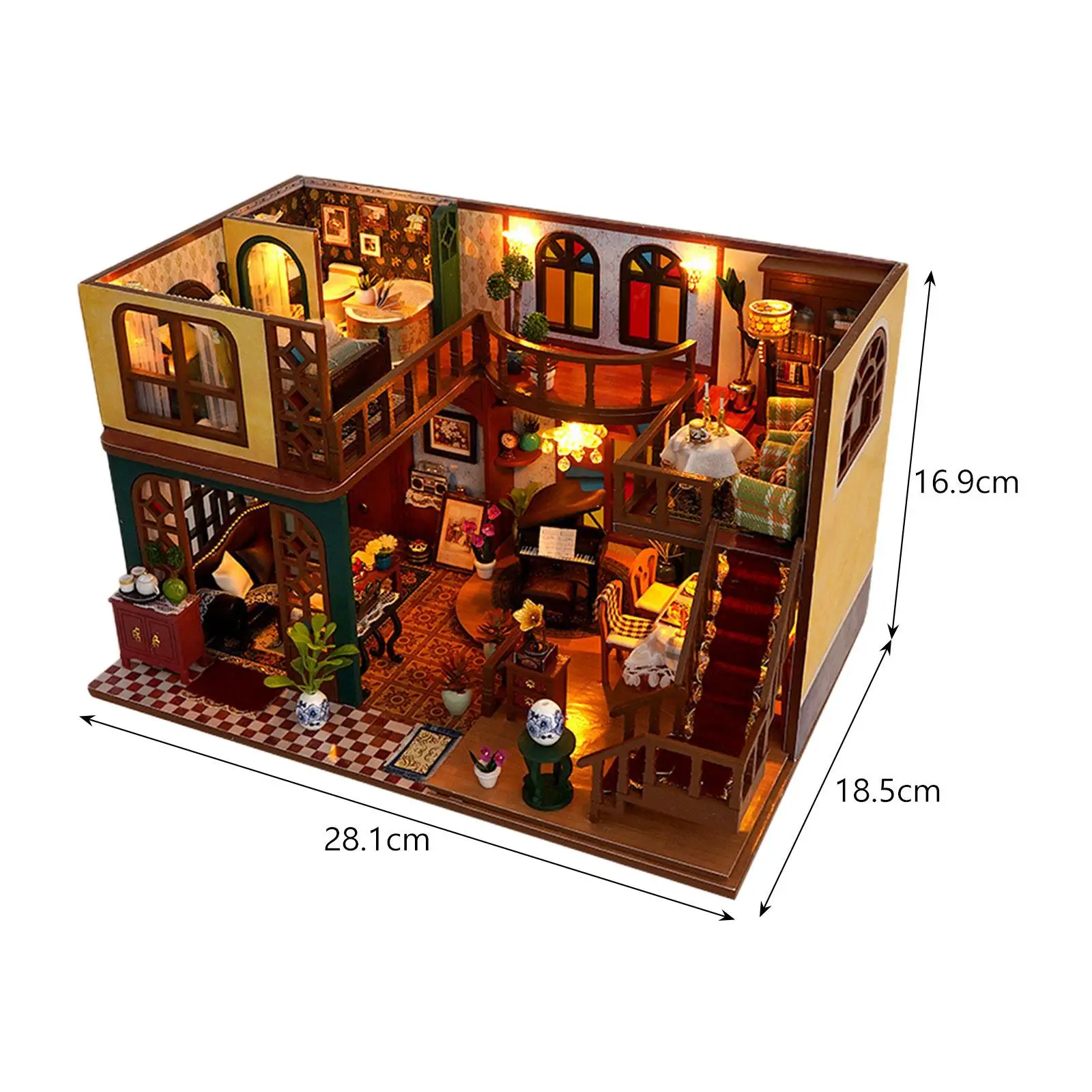 Kit casa delle bambole in miniatura fai-da-te con mobili e oggetti da collezione leggeri con