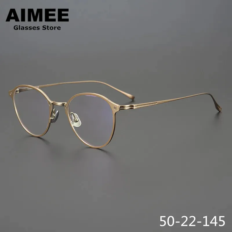 Janpanese Brand Vintage Round Optical Eyeglasses Men Pure Titanium Ultralight Glasses Frame Women Myopia Reading Eyewear Gafas