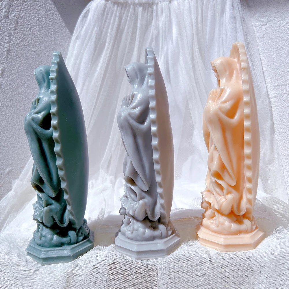 Bougie catholique Sainte Vierge Marie FigAuckland, moule en silicone, statue de Notre-Dame, cadeau de sculpture