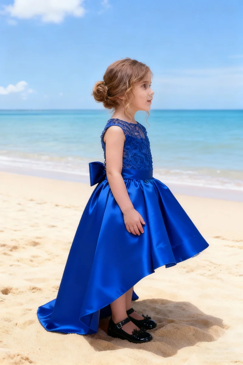 Abito da sposa per ragazza di fiori Decorazione floreale in pizzo Festa di compleanno per bambini Matrimonio Abito da principessa per ragazza di fiori