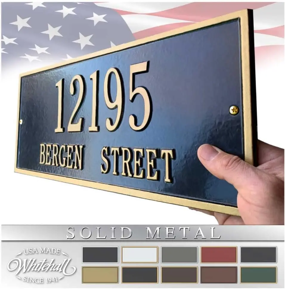 Personalized Metal House Number Street Name Sign Made In USA