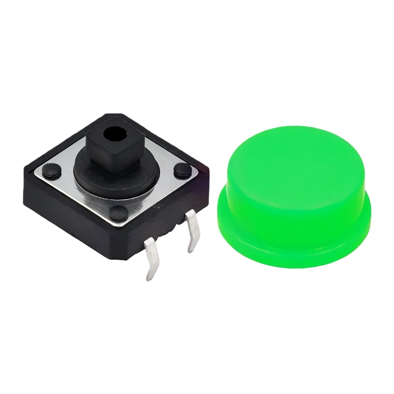 10 قطعة مفتاح اللمس 12X12X7.3H ، زر محلي + غطاء زر اللون ، مفتاح إدخال مستقيم 4 دبابيس ، زر اللمس